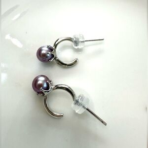 Freshwater Seedless Purple Pearl Earrings